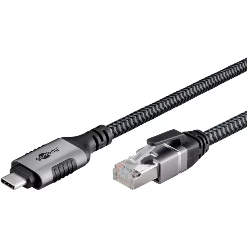 Goobay 70755 USB-C to RJ45 Ethernet CAT 6 Cable for Stable Wired Internet Connection with Router/Modem/Network Switch/Replaces USB to RJ45 Adapter / 1