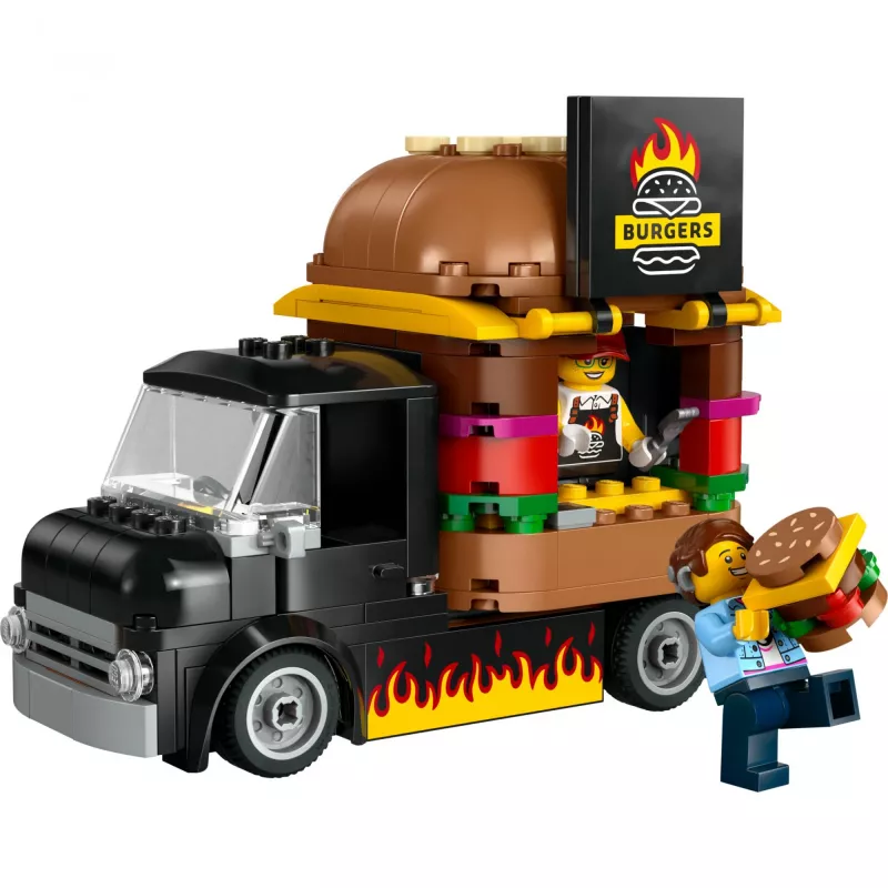 LEGO City Burger Van Food Truck Toy for 5 Plus Year Old Boys & Girls Vehicle Building Toys Kitchen Playset with Vendor Minifigure and Accessories