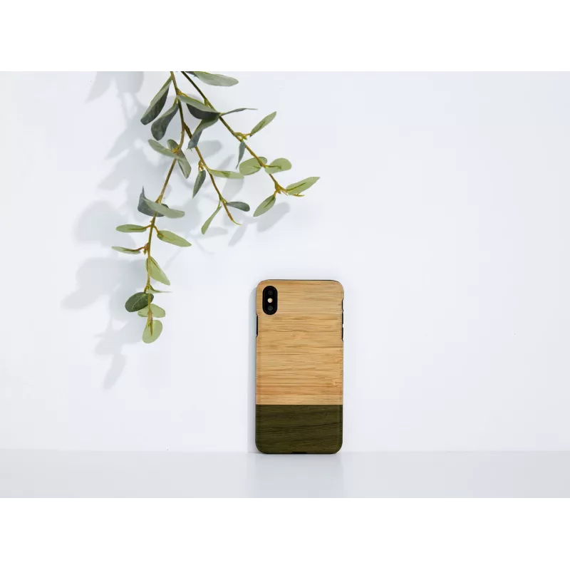 Smartphone case man and wood for iPhone XS Max — bamboo forest wooden back, protective shell