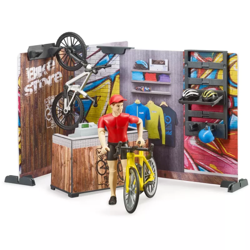 Toy bicycle shop BRUDER 63120 playset with workshop and accessories