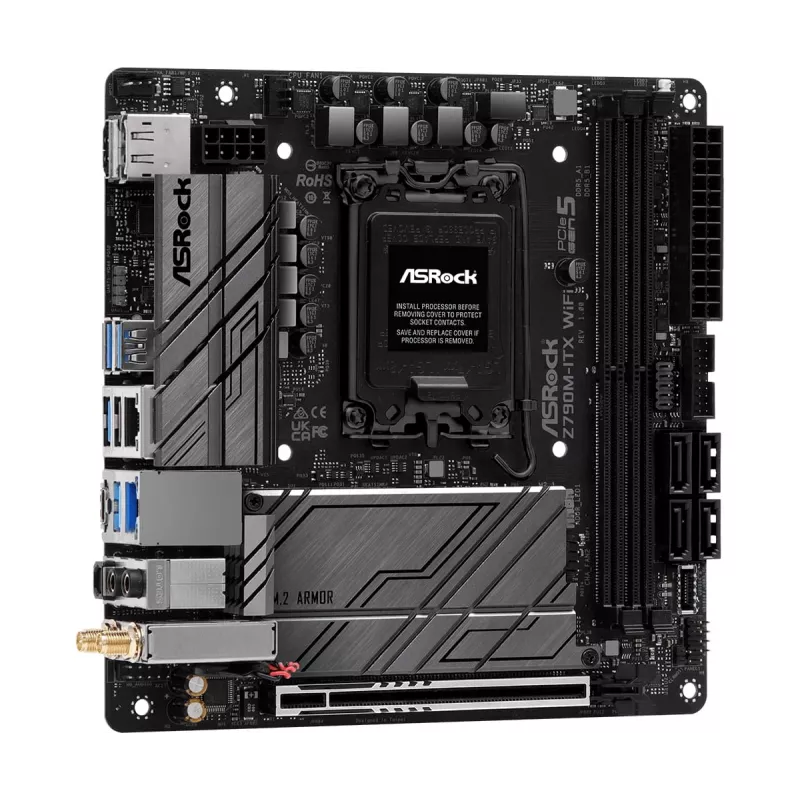 Motherboard ASRock Z790M-ITX WiFi — Intel Z790, LGA 1700, mini ITX, DDR5, 2x DIMM, 64GB, 2.5Gb LAN, Wi‑Fi 6E