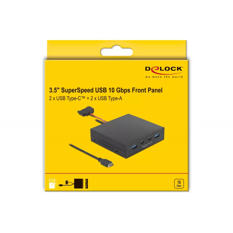 DeLOCK 3.5 inch USB 3.2 Gen 2 Front Panel 2 x USB Type-C 2 x USB Type-A