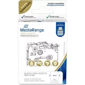 MediaRange Plastic tape cassette Brother TZ-241 18mm 8m black on white