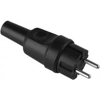 Power plug Bachmann 919.179, 2‑pole (2P), 250 V AC, 16 A, black rubber housing