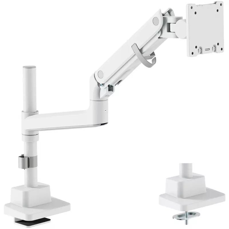Monitor mount DIGITUS Single, clamp, 57 inch max, 27 kg capacity, VESA 75x75–100x100, white