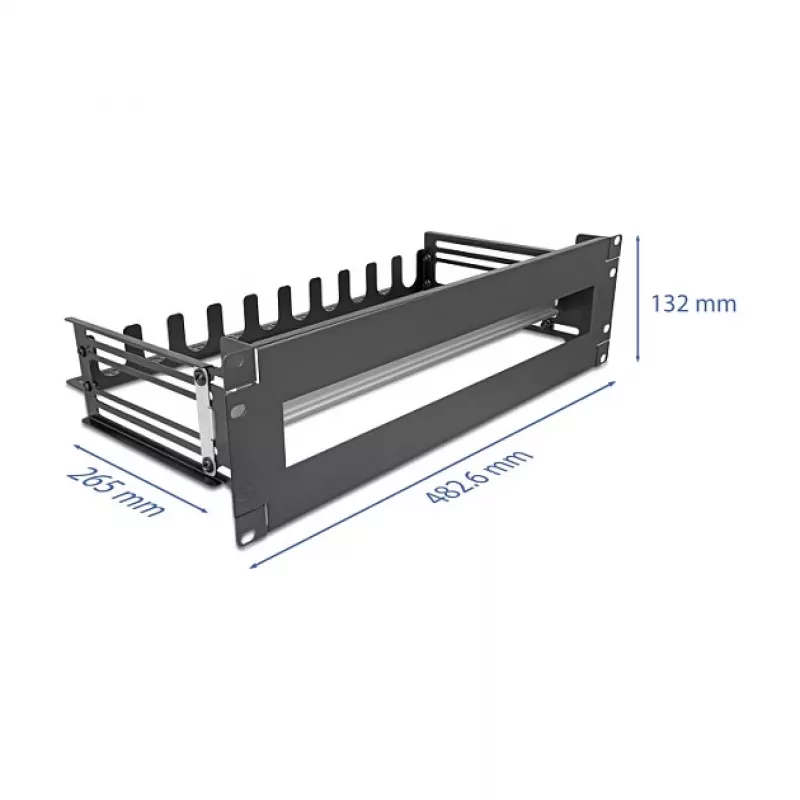 Circuit-breaker panel DELOCK 67282 — metal 19 inch rack accessory, black housing, 1 pc