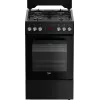 Freestanding cooker BEKO FSM52331DBDS, gas hob 4 burners (2900/2000/2000/1000 W), electric oven 60 L, 60 cm, energy class A, black