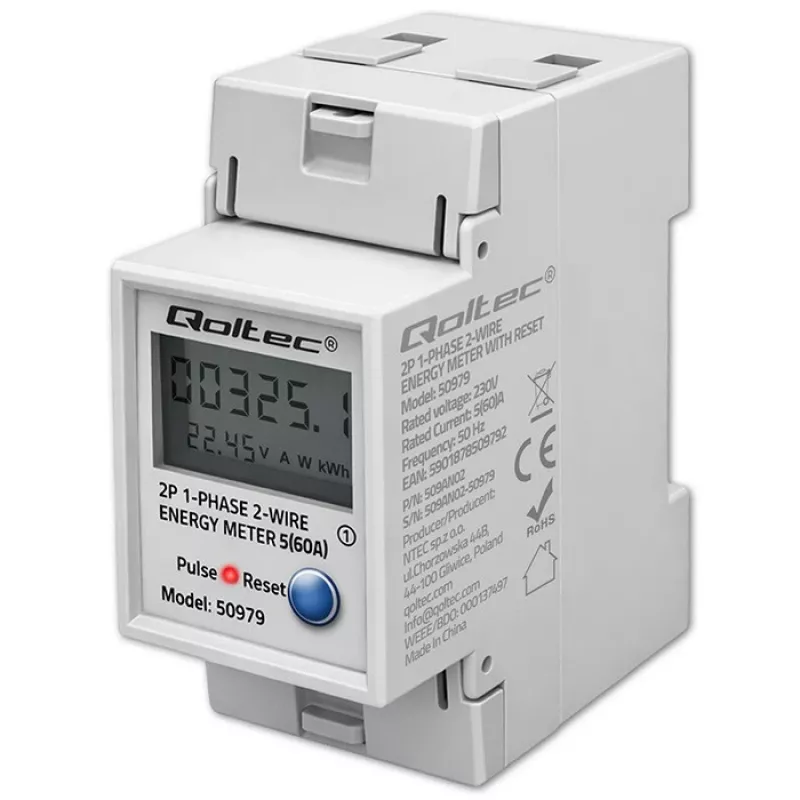 Energy meter QOLTEC Single-phase DIN-rail 230V (MPN 50979)