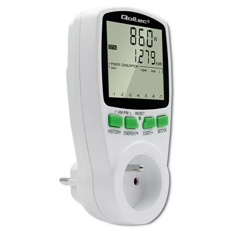 Power meter QOLTEC PM0627 3680W with history — QOLTEC PM0627 3680W