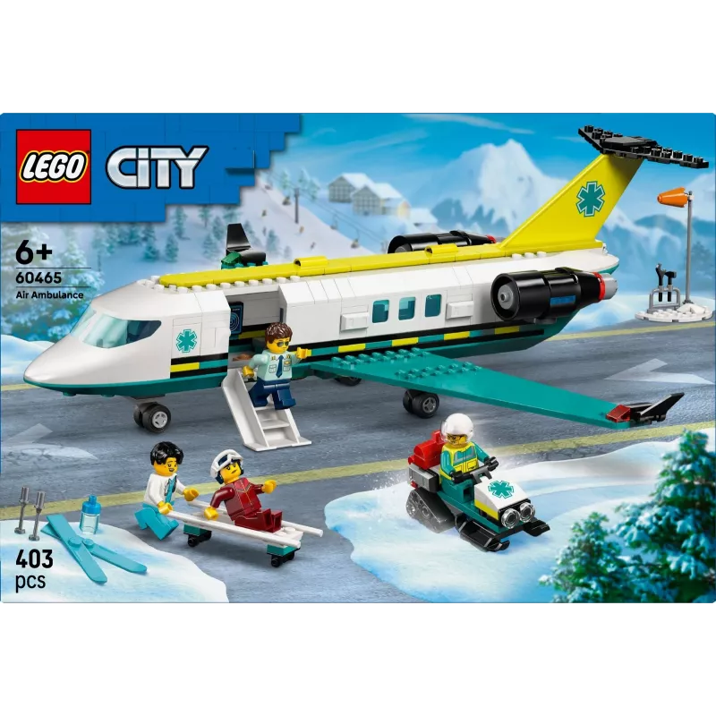 LEGO City Emergency Plane 60465 – small rescue aircraft building set, 403 pieces, 4 minifigures, age 6+