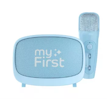Children's portable speaker myFirst Voice 2 by myFirst — blue, battery-powered wireless speaker with microphone support