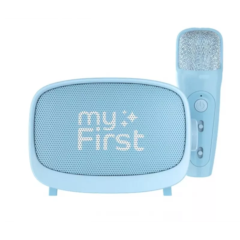 Children's portable speaker myFirst Voice 2 by myFirst — blue, battery-powered wireless speaker with microphone support