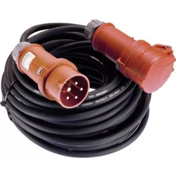 Extension cable AS Schwabe 60366 — 10 m length, black, with protective insulation