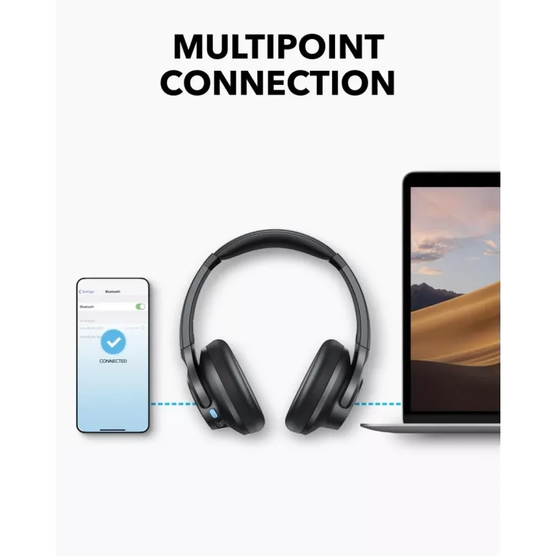 Over-ear headphones Anker Soundcore Q11i, Bluetooth 5.0, up to 20 h battery, built-in mic, dark grey