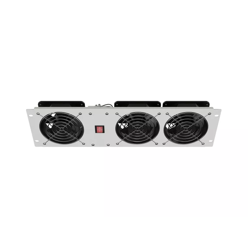 Ventilation panel vertical 19 inches for rack cabinet, 3 fans, 230V, grey