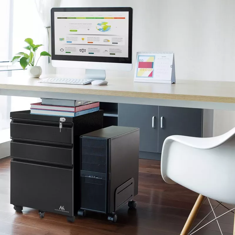 Office drawer unit Maclean MC-850 Black Metal 2 drawers