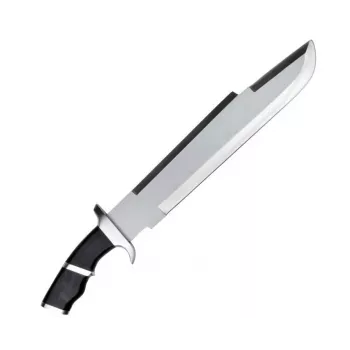Survival knife cinema classic CC-PDT — stainless steel blade 375 mm, total length 525 mm, stainless steel handle, black plastic sheath, 1 kg