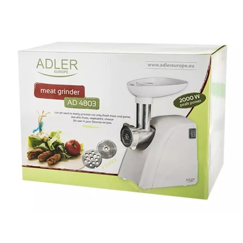 Adler AD 4803 mincer 800 W Stainless steel, White
