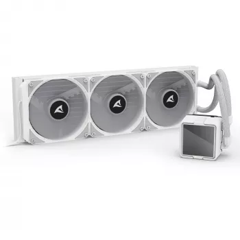 All-in-One CPU liquid cooler Sharkoon S100 ARGB white — 360 mm radiator, Infinity-Mirror effect