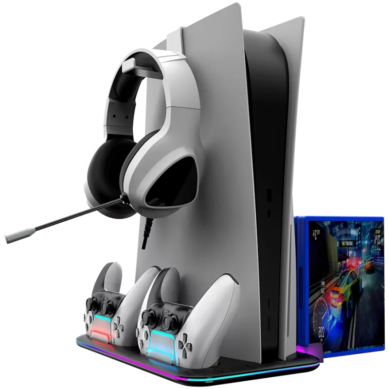 Cooling stand CANYON CS-51 RGB for PS5 Slim Black with dual controller charging