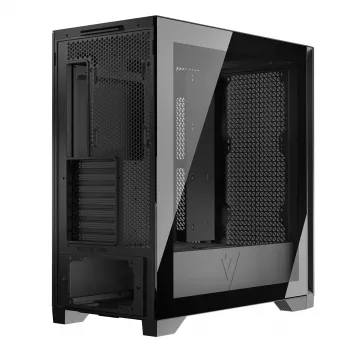 PC Case MODECOM VOLCANO EXPANSE T Midi Tower, tempered glass, USB-C, supports micro ATX, GPU up to 430 mm, CPU cooler up to 180 mm, 3x3.5 inch bays, 2x2.5 inch, black