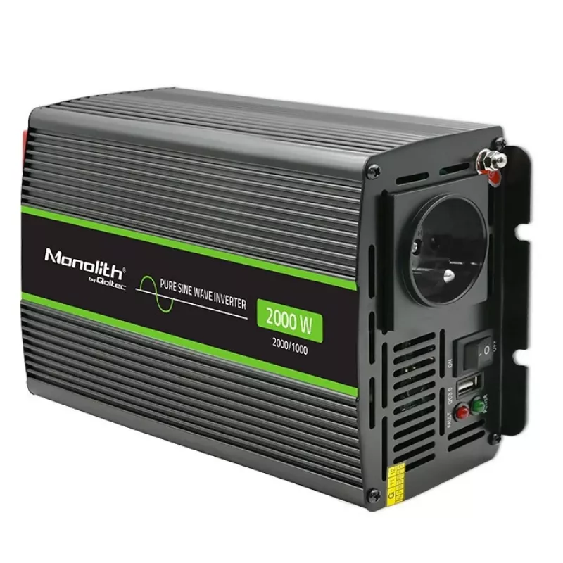 Car inverter Qoltec Monolith 2000 W Black 12 V