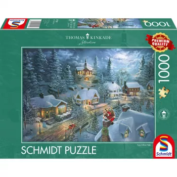 Jigsaw Puzzle schmidt spiele Thomas Kinkade Studios “Santa's Silent Night” 1000 pieces