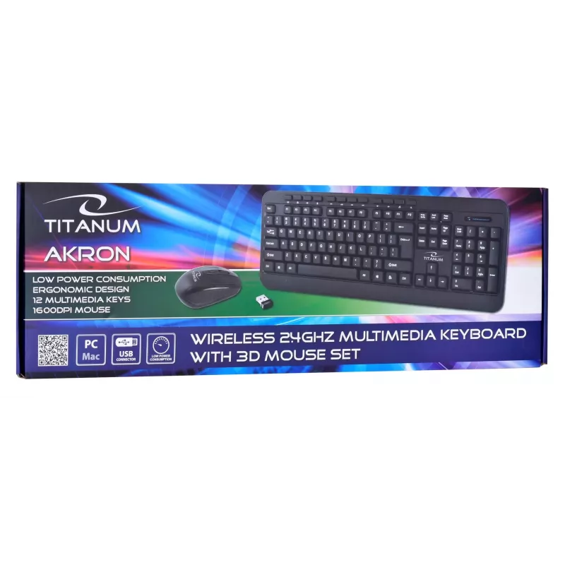 Wireless keyboard and mouse set ESPERANZA Akron TK109 2.4 GHz, USB receiver, black