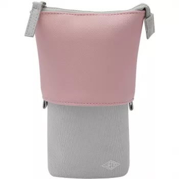 Soft pencil case WEDO My Butler — fabric, faux leather, polyester, 170×80×60 mm, grey/pink