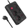 Power strip MACLEAN MCE392 B — 4 sockets, 3×USB, 110–240V, 2.1A, 2500W, 1.5 m cable, black