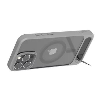 Protective phone case Torras Pstand Series for iPhone 16 Pro Max, gray, slim profile with integrated stand