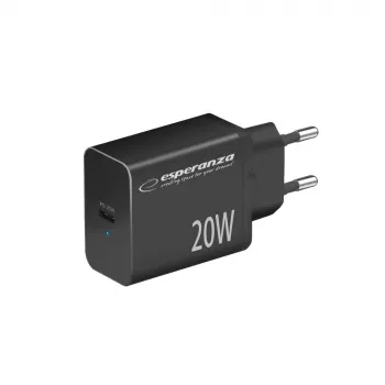 Mains charger ESPERANZA EZC104K 20W Black, USB power adapter for portable devices