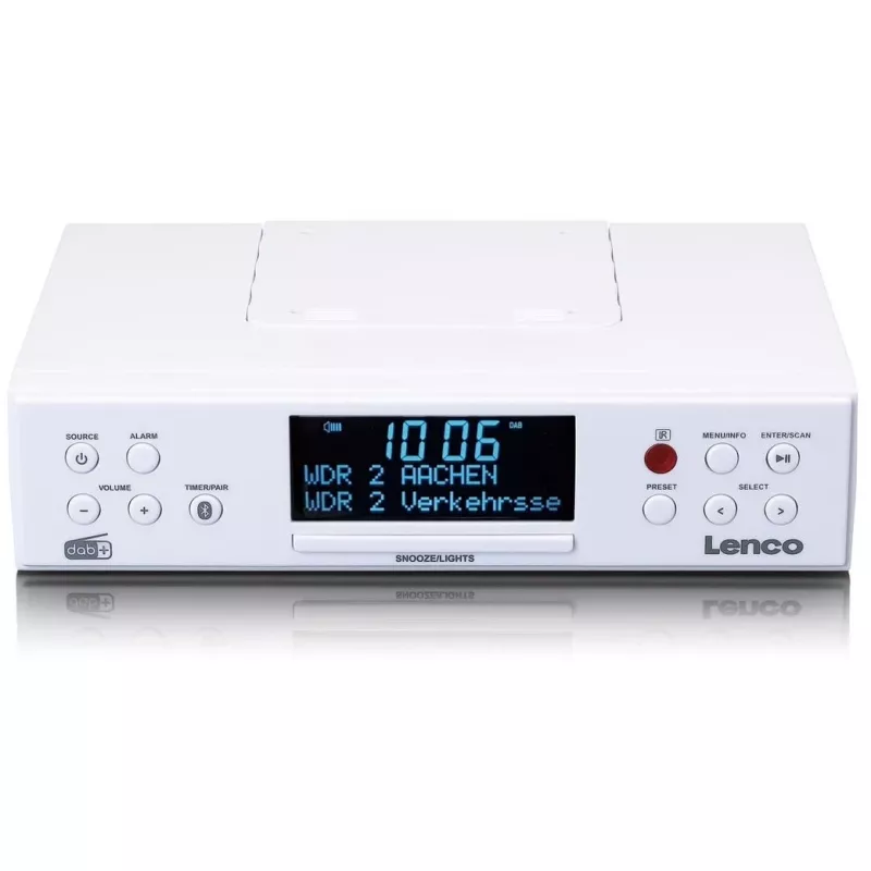 Lenco KCR-190WH Under-Cabinet Kitchen Radio with PLL FM, DAB+ and Bluetooth, White