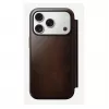 Mobile phone cover Nomad Modern Leather Folio for iPhone 17 Pro, leather/aluminium, 16 cm (6.3 inch) brown, 4 card pockets