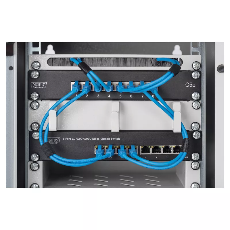 Switch DIGITUS 10 inch Gigabit Ethernet 8-Port Unmanaged - 8x Gigabit RJ45, rack-mountable