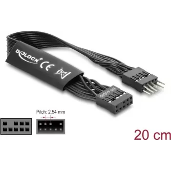 Parallel cable DELOCK 86049, 9-pin to 9-pin, length 0.2 m, black