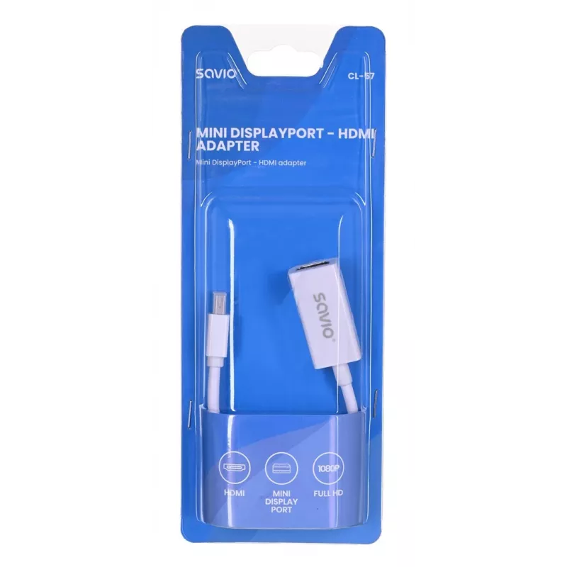 Video cable adapter SAVIO Mini DisplayPort (male) to HDMI Type A (female) 0.2 m, white