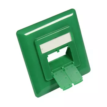 Zentralstück 50x50mm inkl. Abdeckrahmen 80x80mm für Netzwerkdosen, signalgrün RAL6032, Good Connections (GC-N0059)