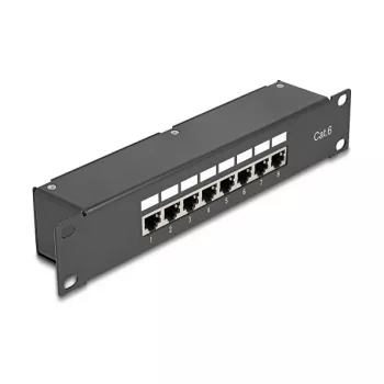 DeLOCK 10 inch Coupler Patch Panel 8 Port Cat.6 RJ45 Black 1U