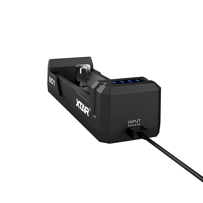 Battery charger XTAR SC1 single‑slot USB‑C for Li‑ion 18650 cells, 1‑bay, black