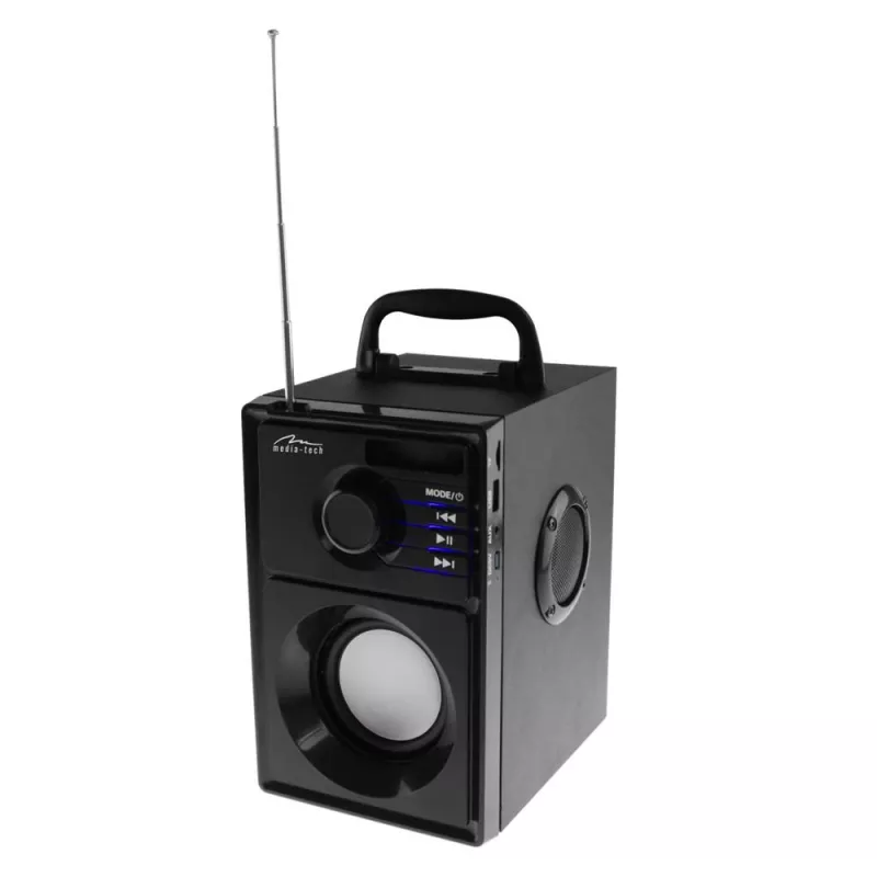 Wireless speaker MEDIA-TECH MT3179, 20W (RMS 15W), Bluetooth 5.1, FM, MicroSD, USB, AUX, Li-Ion, 6 h, wooden housing