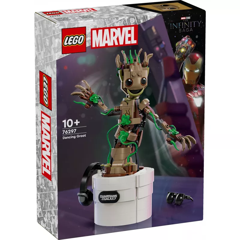LEGO Marvel Dancing Groot Buildable Animated Toy Action Figure Guardians of the Galaxy Character Kids’ Hand-Operated Interactive Playset Super Hero