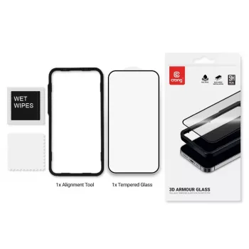 Screen protector tempered glass Crong 9H Full Glue for iPhone 16/15