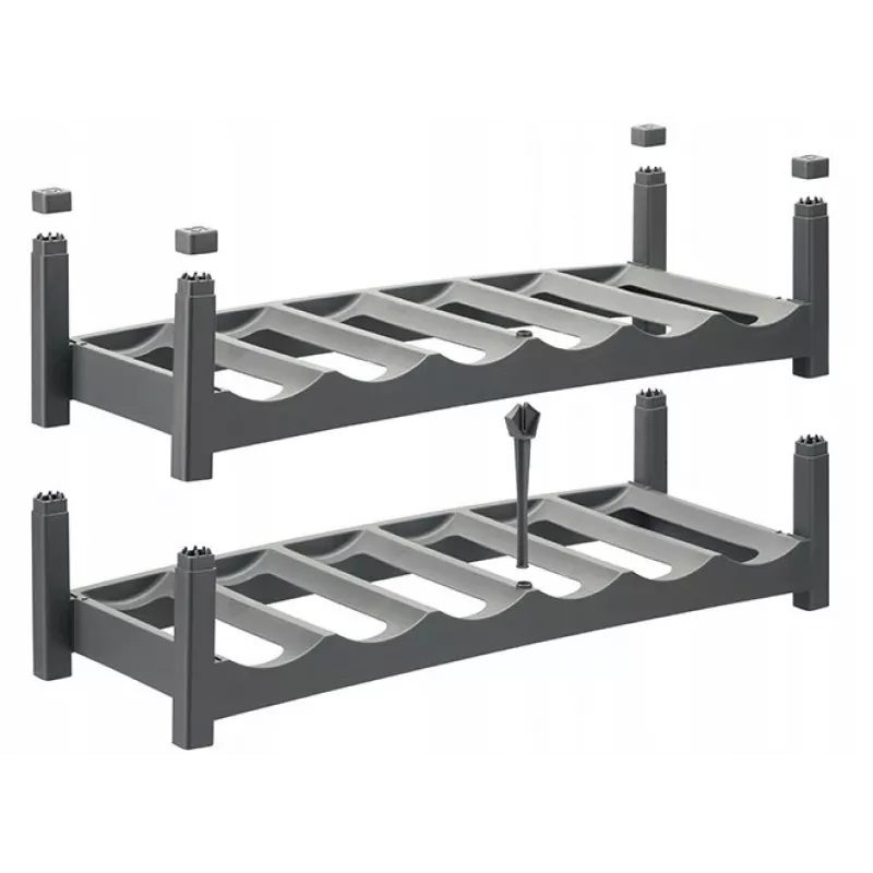 Tabletop wine rack rotho VARIO 6-bottle capacity, foldable, grey, 600×220×140 mm