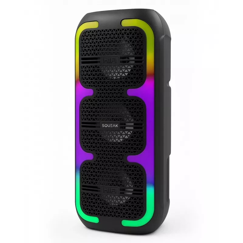 Portable stereo speaker SQUEAK SQ1009 — Bluetooth 5.3, 45W RMS, 10h battery, FM, USB, AUX, LED, 1800 mAh, Black