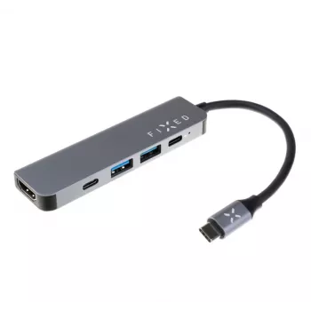 USB-C hub FIXED FIXHU-MN-GR 5-port mini for laptops and tablets