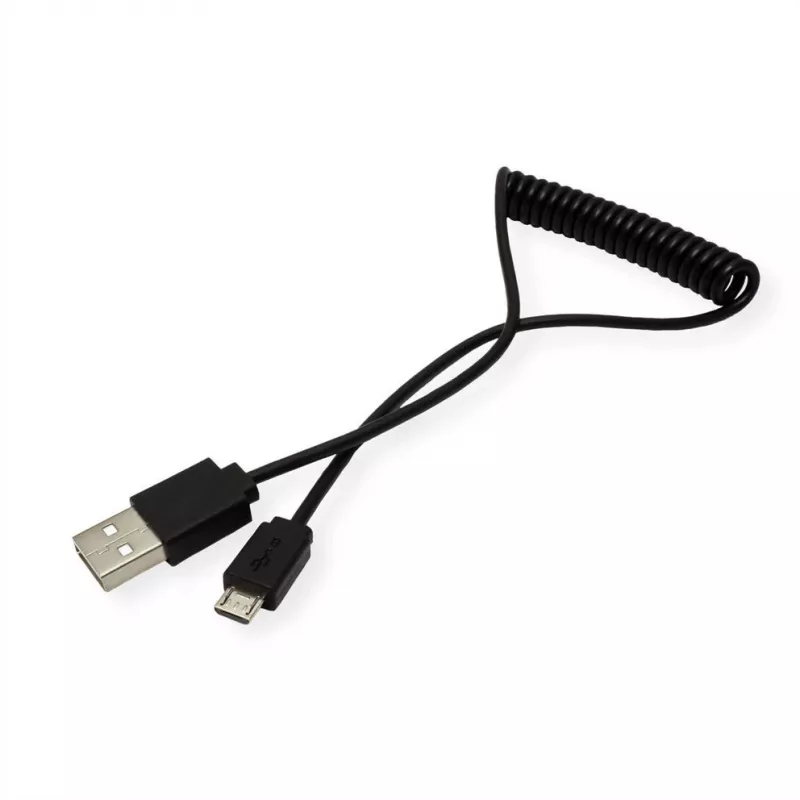 ROLINE USB 2.0 Coiled Cable - A - Micro B - ST/ST 1,0 m - Shielded - USB 2.0 Type Micro B - 1 mm - coiled (11.02.8317)