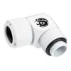 Fitting BitsPower BP-DWE90RMLA12 — brass 90° angled connector, white, Ø 12 mm