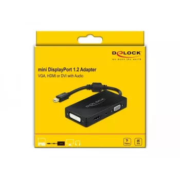 Adapter DeLOCK Mini DisplayPort 1.2 to VGA HDMI DVI Audio 4K Passive Black