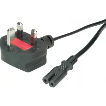 VALUE - Power Cable - BS 1363 (M) angled to power IEC 60320 C7 straight - AC 250 V - 2.5 A - 1.8 m - Black (19.99.2017)